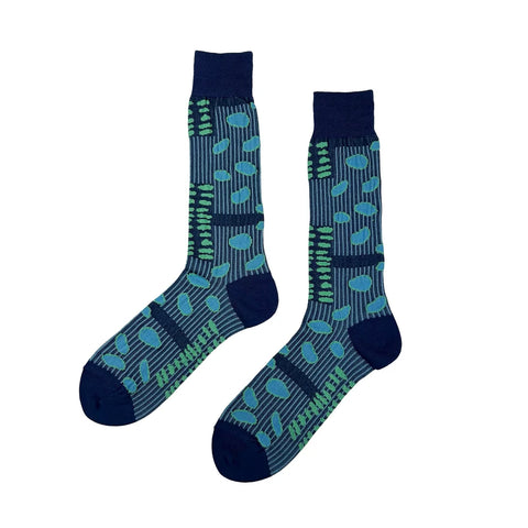 NUNO Socks: "Bean Scatter" in Blue