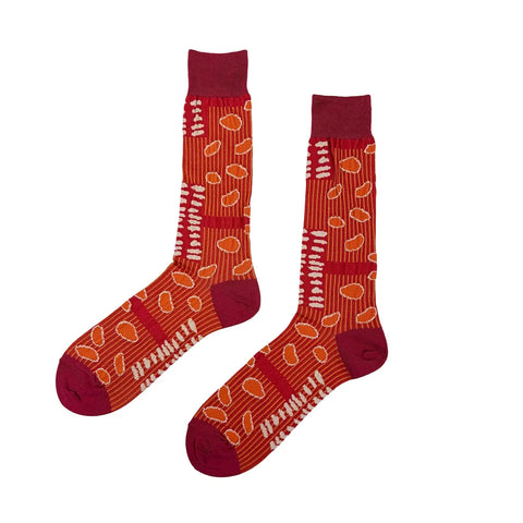 NUNO Socks: "Bean Scatter" in Orange
