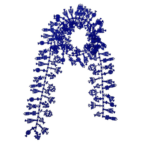 NUNO Lace Necklace: "Candlesticks" in Blue