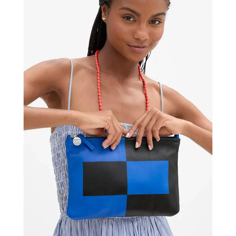 Electric Blue L'été Nappa with Black Flat Clutch