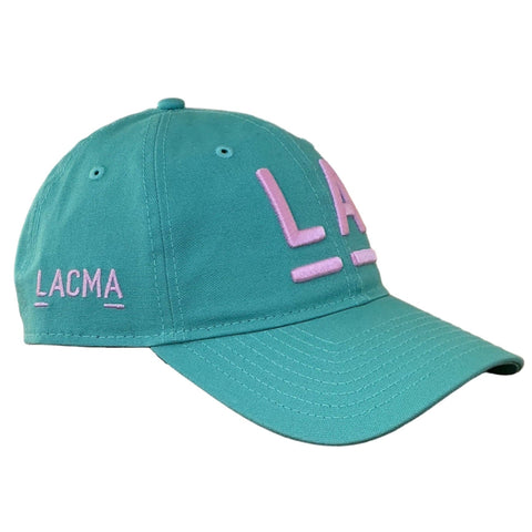 LACMA Logo Hat Teal with Pink Embroidery
