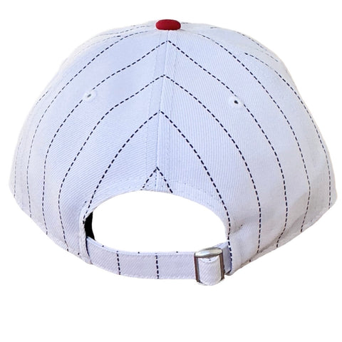 LACMA Logo Hat White Pinstripe with Red