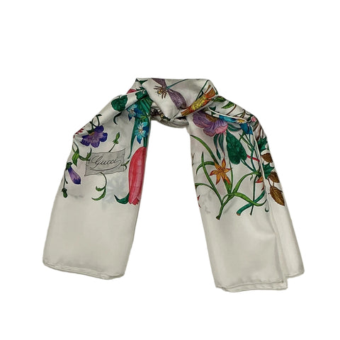 Gucci 'The Art of Silk Flora' Square Scarf in White