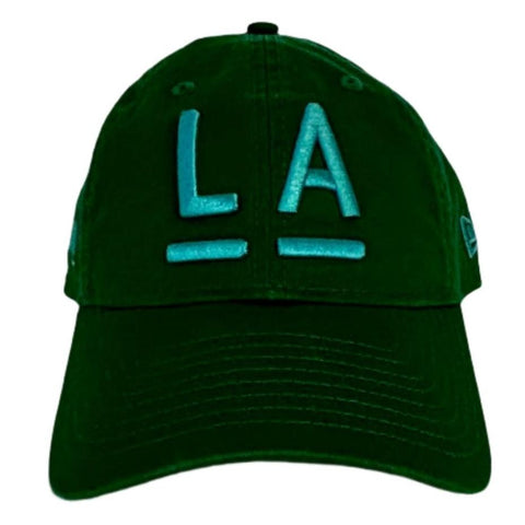 LA Hat Green with Teal Embroidery