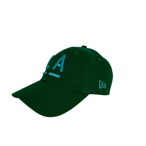 LA Hat Green with Teal Embroidery