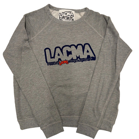 FREECITY × LACMA Lets Go Together Raglan Sweater in Gray/Blue