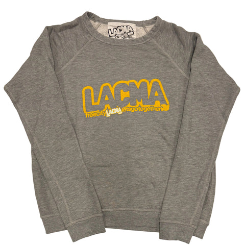 FREECITY × LACMA Lets Go Together Raglan Sweater in Gray/Yellow