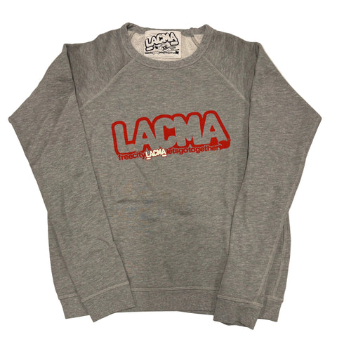 FREECITY × LACMA Lets Go Together Raglan Sweater in Gray/Red