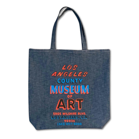 LACMA Hand-Painted Sign Tote in Denim, Extra Large