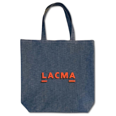 LACMA Hand-Painted Sign Tote in Denim, Extra Large