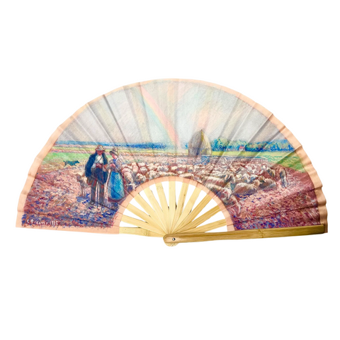 Camille Pissarro: Shepherds in the Fields with Rainbow Fan Beige