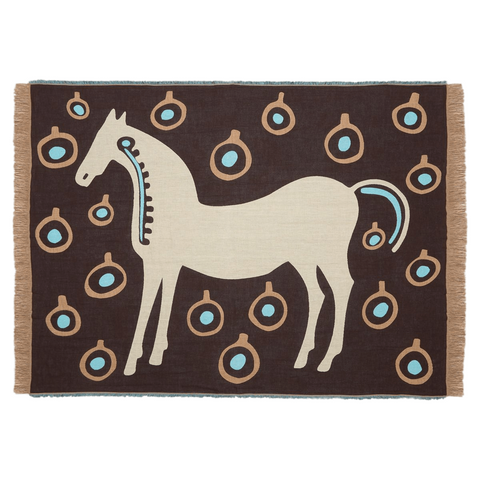 Marimekko Musta Tamma Brown / Beige / Blue Blanket
