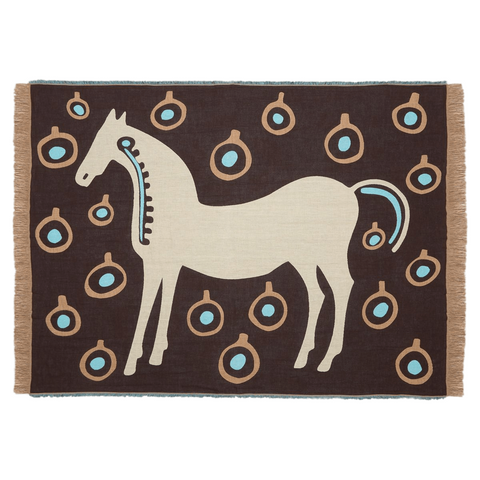 SALE: Marimekko Musta Tamma Brown / Beige / Blue Blanket