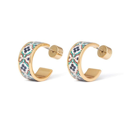 Iznik Cintamani Enamel Hoop Earrings