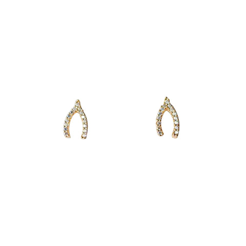 Pave Mini Wishbone Earrings