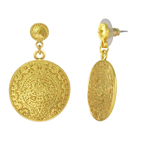 Aztec Solar Calendar Earrings