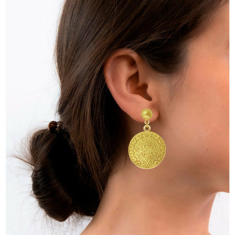 Aztec Solar Calendar Earrings