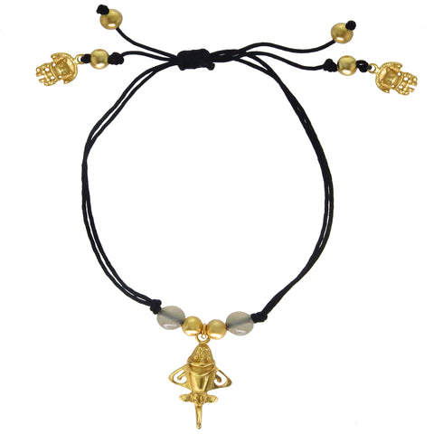 White Jade and Quimbaya Golden Flyer Bracelet