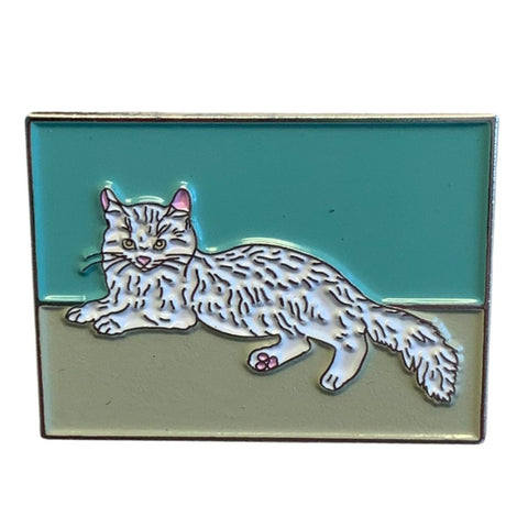 White Cat Enamel Pin