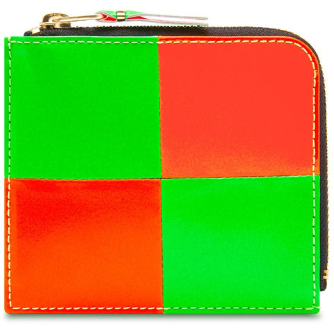 Comme des Garçons Fluo Squares Orange/Green 2-Zip Wallet