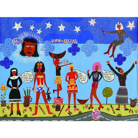 Kaylene Whiskey 'Seven Sistas' Tea Towel