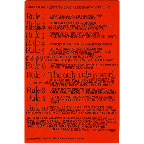 Corita Kent "Art Department Rules" Tile - Orange