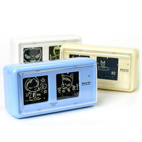 Yoshitomo Nara 'Walk On' Flip Clock Beige