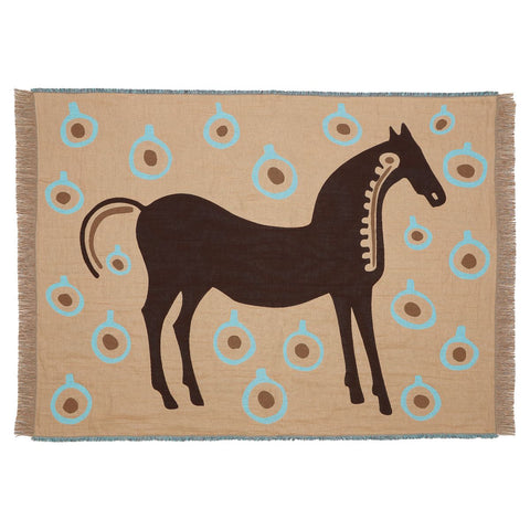 SALE: Marimekko Musta Tamma Brown / Beige / Blue Blanket