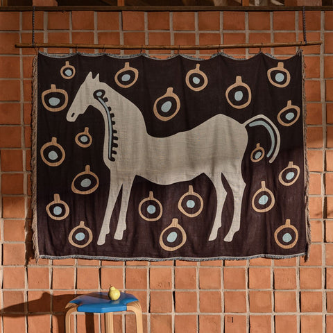 Marimekko Musta Tamma Brown / Beige / Blue Blanket
