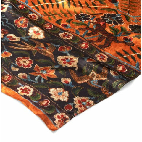 Chinese Kesi Tiger Oblong Silk Scarf