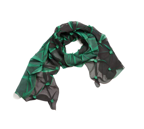 NUNO Tsumami Shibori Scarf Green