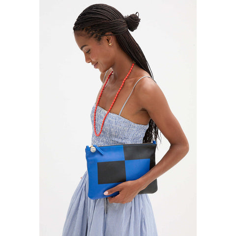 Electric Blue L'été Nappa with Black Flat Clutch