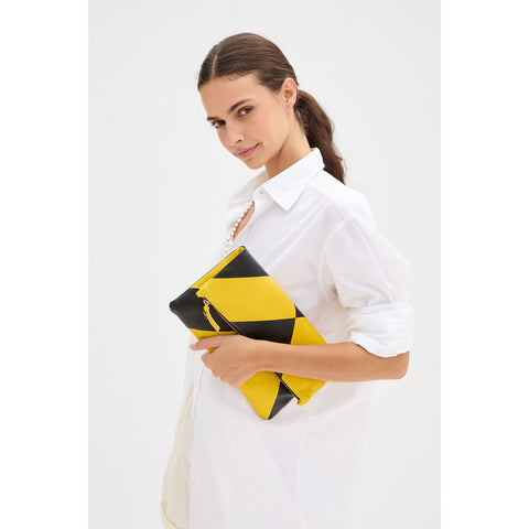 Sunflower L'été Nappa with Black Foldover Clutch