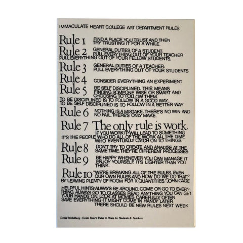 Corita Kent "Art Department Rules" Tile - White