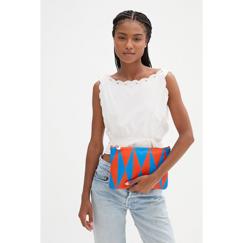 Poppy Nappa with Cobalt Flat Clutch