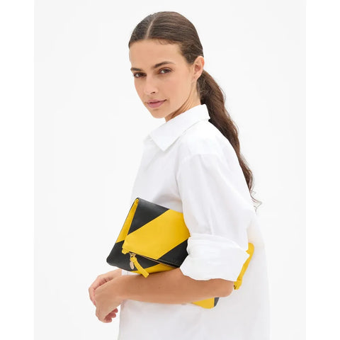 Sunflower L'été Nappa with Black Foldover Clutch