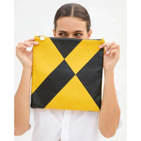 Sunflower L'été Nappa with Black Foldover Clutch