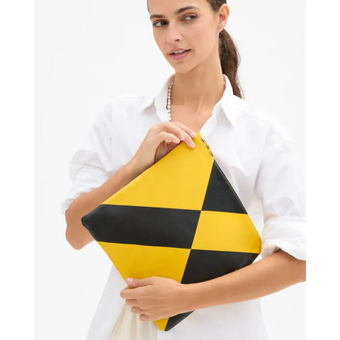 Sunflower L'été Nappa with Black Foldover Clutch