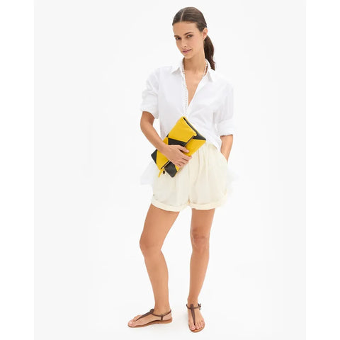 Sunflower L'été Nappa with Black Foldover Clutch