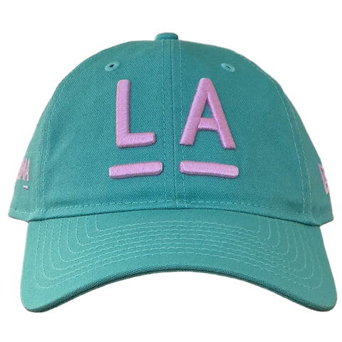 LACMA Logo Hat Teal with Pink Embroidery