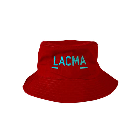 LACMA Red Cotton Embroidered Bucket Hat