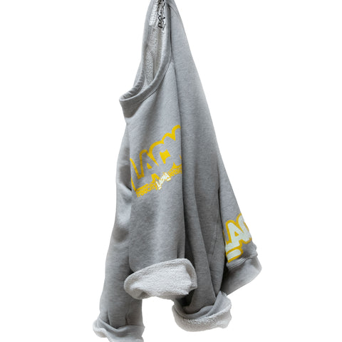 FREECITY × LACMA Lets Go Together Raglan Sweater in Gray/Yellow