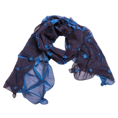 NUNO Tsumami Shibori Scarf Blue