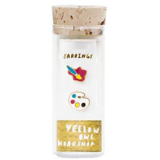 Paintbrush and Palette Earrings Vial