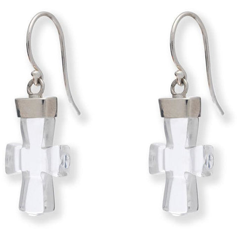 Coptic Cross Earrings with Rock Crystal