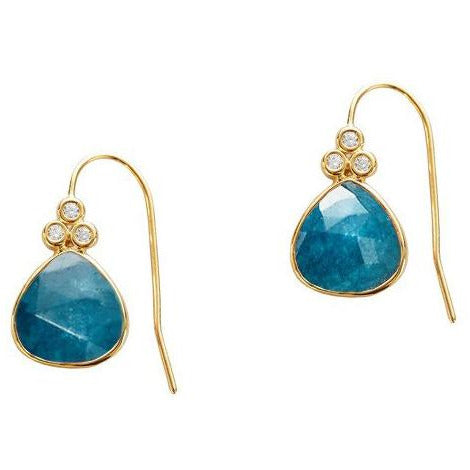 Stone Drop Earrings in Jade with Cubic Zirconia