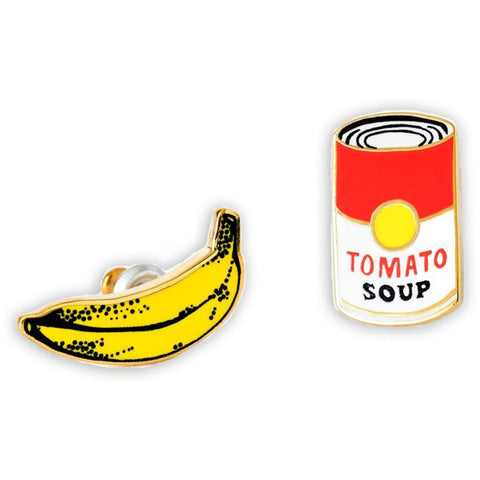 Pop Art Banana and Soup Earrings
