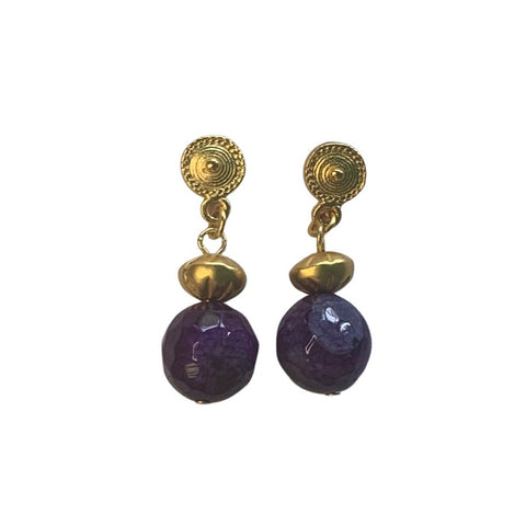 Semiprecious Purple Agate Earrings