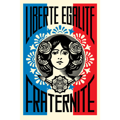 Obey Giant Liberté, Egalité, Fraternité Signed Offset Lithograph