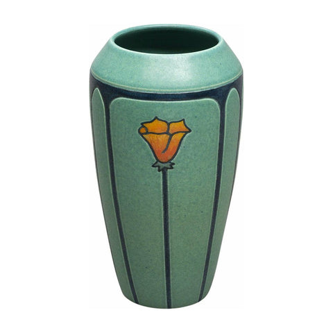 Regency Poppy Ceramic Pottery Vase in Teal